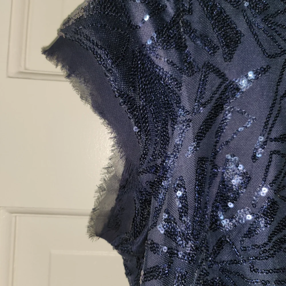 Vince Camuto Navy Sequin Dress Size 12 - Picture 4 of 14